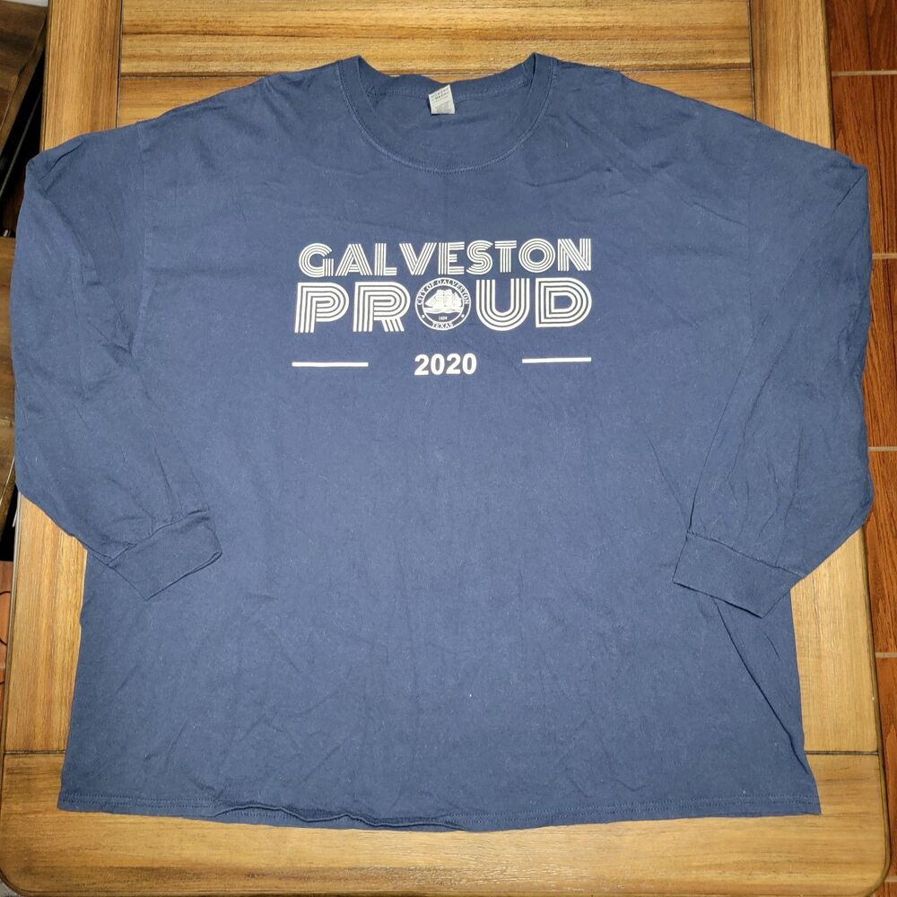 Gildan LS Dark Navy Unisex Tee Galveston "Proud City Of Galveston 2020" - 3XL